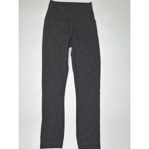 Lululemon Align High Rise Black Grey‎ Striped Crop Leggings Women XS